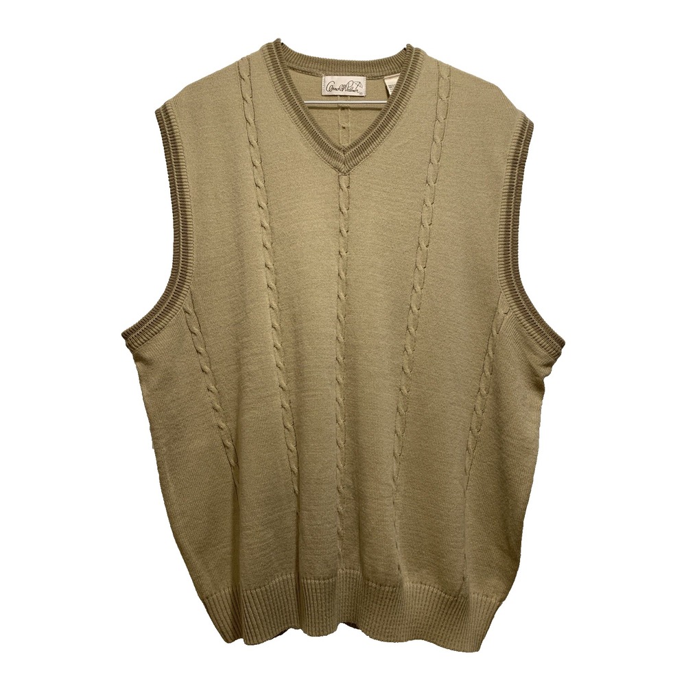 Vintage Arnold Palmer Sweater Vest Men's XL Beige Golf‎ Grandpa Core Retro